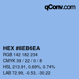カラーコード: HEX #8EB6EA | qconv.com