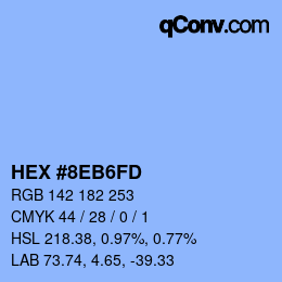 カラーコード: HEX #8EB6FD | qconv.com