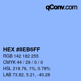 カラーコード: HEX #8EB6FF | qconv.com