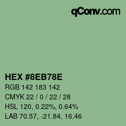 Color code: HEX #8EB78E | qconv.com