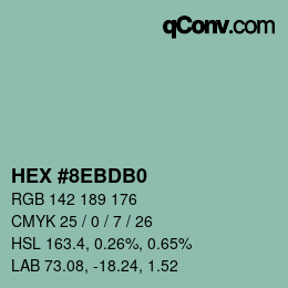 カラーコード: HEX #8EBDB0 | qconv.com