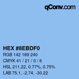 Color code: HEX #8EBDF0 | qconv.com