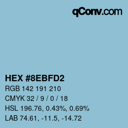 颜色代码: HEX #8EBFD2 | qconv.com