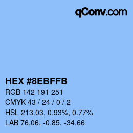 Color code: HEX #8EBFFB | qconv.com