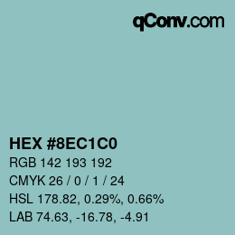 カラーコード: HEX #8EC1C0 | qconv.com