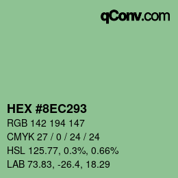 Farbcode: HEX #8EC293 | qconv.com