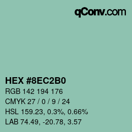 カラーコード: HEX #8EC2B0 | qconv.com