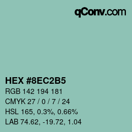カラーコード: HEX #8EC2B5 | qconv.com