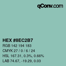 カラーコード: HEX #8EC2B7 | qconv.com