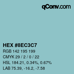 Farbcode: HEX #8EC3C7 | qconv.com