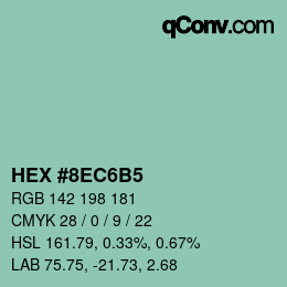 颜色代码: HEX #8EC6B5 | qconv.com