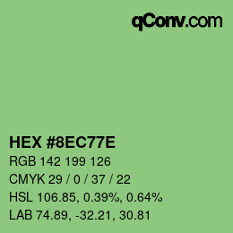 Color code: HEX #8EC77E | qconv.com