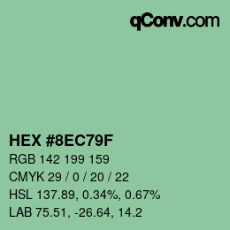 カラーコード: HEX #8EC79F | qconv.com