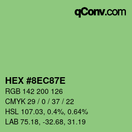 Color code: HEX #8EC87E | qconv.com