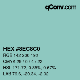 Color code: HEX #8EC8C0 | qconv.com