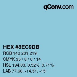 カラーコード: HEX #8EC9DB | qconv.com