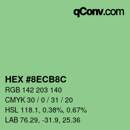Color code: HEX #8ECB8C | qconv.com