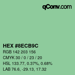 Color code: HEX #8ECB9C | qconv.com