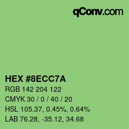 Color code: HEX #8ECC7A | qconv.com