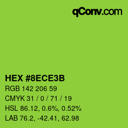 カラーコード: HEX #8ECE3B | qconv.com