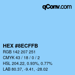 Color code: HEX #8ECFFB | qconv.com