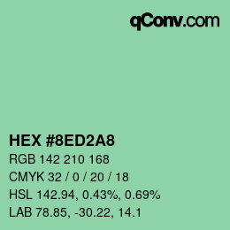 カラーコード: HEX #8ED2A8 | qconv.com