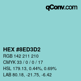 カラーコード: HEX #8ED3D2 | qconv.com