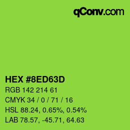 Color code: HEX #8ED63D | qconv.com