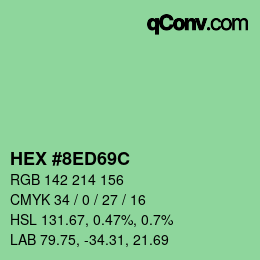 Color code: HEX #8ED69C | qconv.com