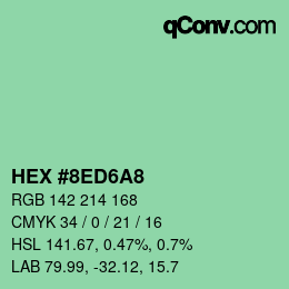 カラーコード: HEX #8ED6A8 | qconv.com