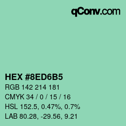 カラーコード: HEX #8ED6B5 | qconv.com