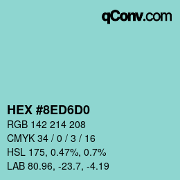 Color code: HEX #8ED6D0 | qconv.com