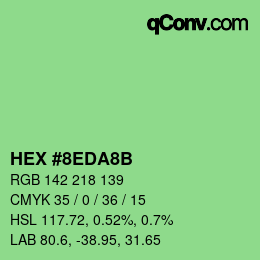 Color code: HEX #8EDA8B | qconv.com