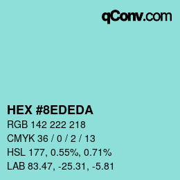 Color code: HEX #8EDEDA | qconv.com