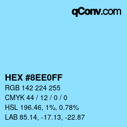 カラーコード: HEX #8EE0FF | qconv.com