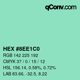 Código de color: HEX #8EE1C0 | qconv.com