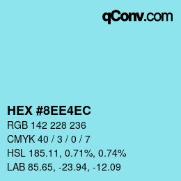 Color code: HEX #8EE4EC | qconv.com