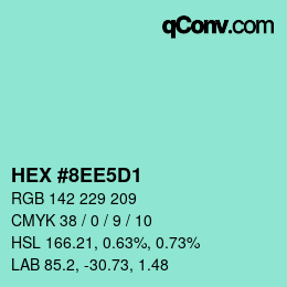 Color code: HEX #8EE5D1 | qconv.com