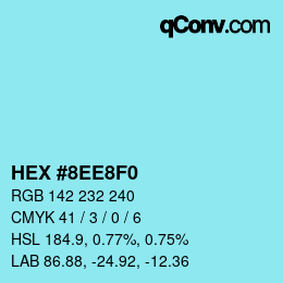 Color code: HEX #8EE8F0 | qconv.com