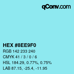 颜色代码: HEX #8EE9F0 | qconv.com