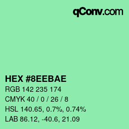 Color code: HEX #8EEBAE | qconv.com