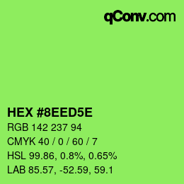Code couleur: HEX #8EED5E | qconv.com