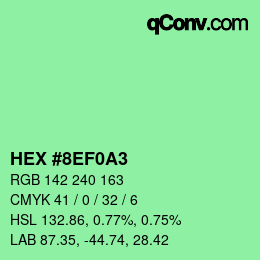 Color code: HEX #8EF0A3 | qconv.com