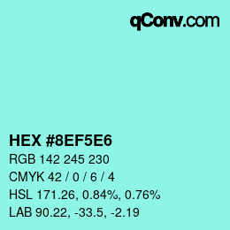 Farbcode: HEX #8EF5E6 | qconv.com
