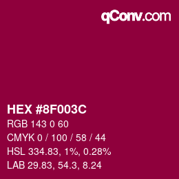 颜色代码: HEX #8F003C | qconv.com