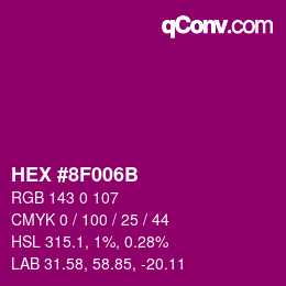 Farbcode: HEX #8F006B | qconv.com