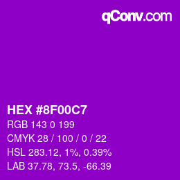 カラーコード: HEX #8F00C7 | qconv.com