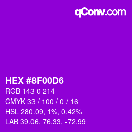 颜色代码: HEX #8F00D6 | qconv.com