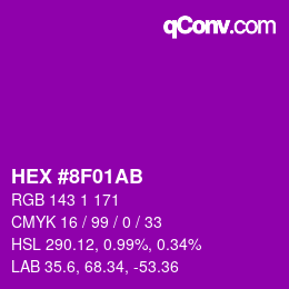 カラーコード: HEX #8F01AB | qconv.com