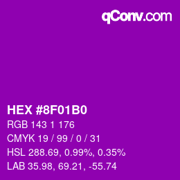 Color code: HEX #8F01B0 | qconv.com